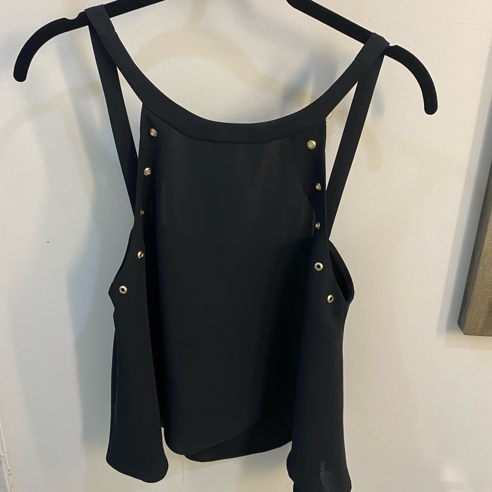 Zara Black Cami Tank with Grommet Details